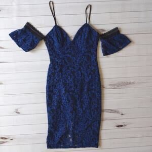Bardot Taegen Midi Dress Navy Lace sz 10